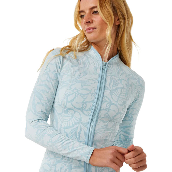 2024 Rip Curl Frauen Sun Chaser Long Sleeve Zip Lycra Weste 16EWRV - Blue